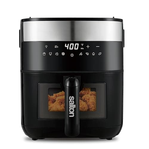 Salton Flip & Cook 3-in-1 5.8 QT Air Fryer, Grill, & Dehydrator with Viewing Window