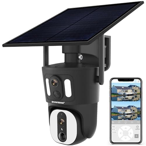 BOAVISION 4G LTE Cellular Security Camera Outdoor, Dual-Lens Wide View, No WiFi, Wireless Solar Battery Powered, 1080P Spotlight Color Night Vision, Local Storage, 2-Way Talk