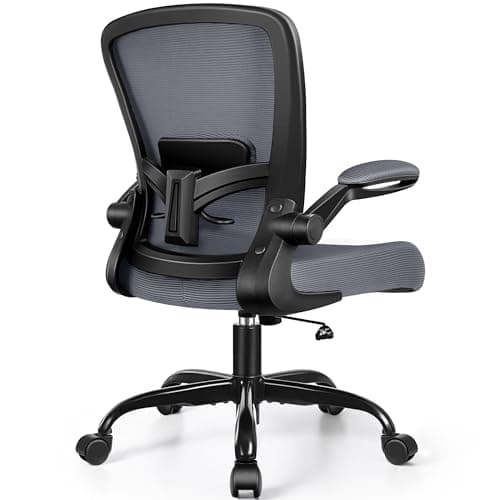 FelixKing Office Chair, Ergonomic Desk Chair Breathable Mesh Chairs Adjustable High Back Lumbar Support Flip-up Armrests, Executive Rolling Swivel Comfy Computer Chairs Home Office Dark Gray