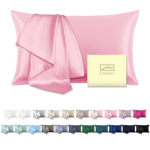 Mulberry Silk Pillowcase for Hair and Skin Standard Size 20"X 26" Pillow Case with Hidden Zipper Soft Breathable Smooth Cooling Silk Pillow Covers for Sleeping (Pink,Standard,1Pcs)