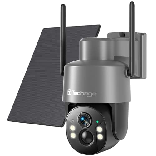 Techage 4G LTE Cellular Solar Security Camera Wireless Outdoor, 2.5K NO WiFi Security Camera with Color Night Vision, 360° PTZ Live View, PIR Motion Detection, 2 Way Talk, 64GB Card Built-in SIM Card