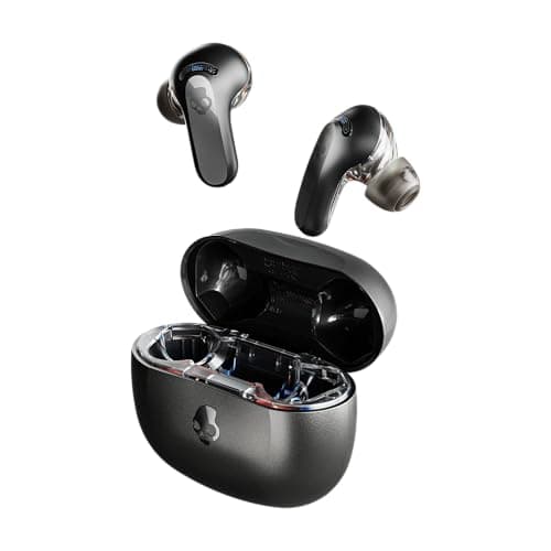 Skullcandy Rail ANC Wireless Earbuds, Bluetooth Headphones, Active Noise Cancelling, Up to 38 Hours Battery, Microphone for iPhone Android, Customizable via Skull-iQ App - True Black