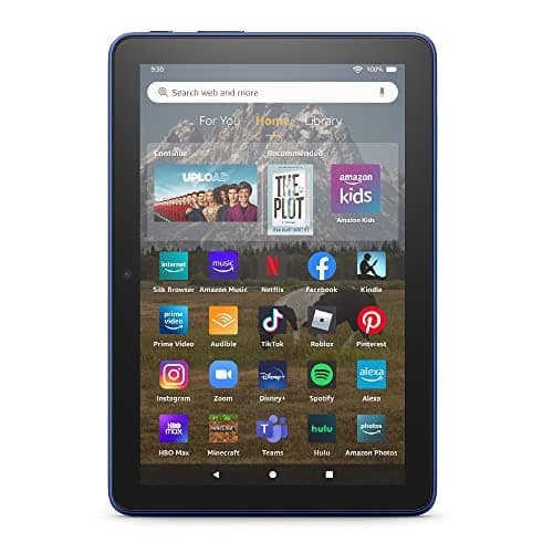 Amazon Fire HD 8 tablet, 8” HD Display, 64GB, 30% faster processor, designed for portable entertainment, (2022 release), Denim