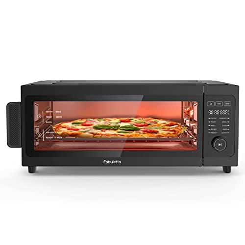 Air Fryer Toaster Oven Combo - Fabuletta 10-in-1 Countertop Convection Oven 1800W, Flip Up & Away Capability for Storage Space, Oil-Less Fit 12" Pizza, 9 Slices Toast, 5 Accessories (Black)