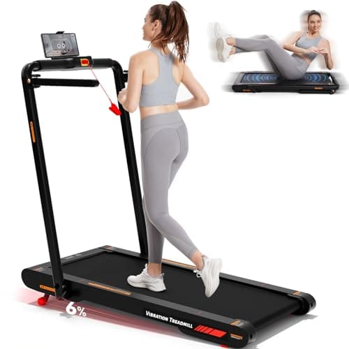 Sperax Walking Vibration Pad Treadmill with 6% Manual Incline,Portable Folding Treadmills with Handle Bar,750W 265lbs Capacity,Under Desk Treadmill with LED Display&Remote Control for Home