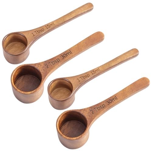 Wooden Coffee Scoop Wooden Measuring Spoons, 5.5 Inch Measuring Scoop Wooden Scoops forJars Containers, Sugar, Pantry Canisters, Laundry Detergent(1 Tbsp+2 Tbsp)
