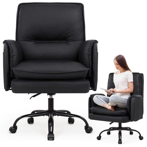 IWMH Office Chair for Home, 400lbs Heavy Duty Big and Tall Executive Desk Chair with Ergonomic Lumbar Support, PU Leather Adjustable Height Computer Chairs for Women (Black)