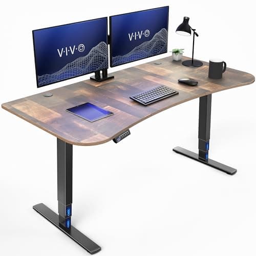 VIVO Electric 63 x 32 in Standing Desk, Touch Screen Adjustment, 220 lb Frame Support, 2E Series, Reclaimed Wood Top Black Frame, DESK-KIT-2EBP
