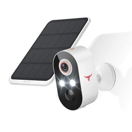 ALPHAPEACH 1080P Security Camera Wireless, Color Night Vision, Human Detection, Cloud Storage, 2-Way Audio, 2.4G WiFi, Live View, Indoor Outdoor Surveillance (2 Spotlights+Solar Panel)