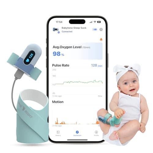 Babytone Baby Sleep Sock Monitor, Tracking Heart Rate and Movement for Infant, Wearable Foot Monitor Smart Sock with Bluetooth and APP, for 0-36 Months Newborn