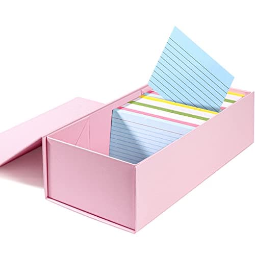 Harhana 3x5 Index Card Holder Pink Card File Box Organizer, Hold 1200 3x5-Inch Flash Cards- 1 Pack Pink