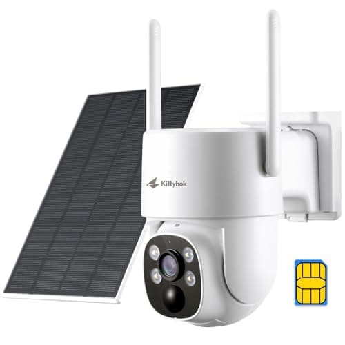 Kittyhok 4G LTE Cellular Solar Security Camera Wireless Outdoor, 2K No WiFi Security Camera, 360° Live View Pan/Tilt, Color Night Vision, 2 Way Talk, PIR Motion Sensor, Siren, Built-in SIM Card