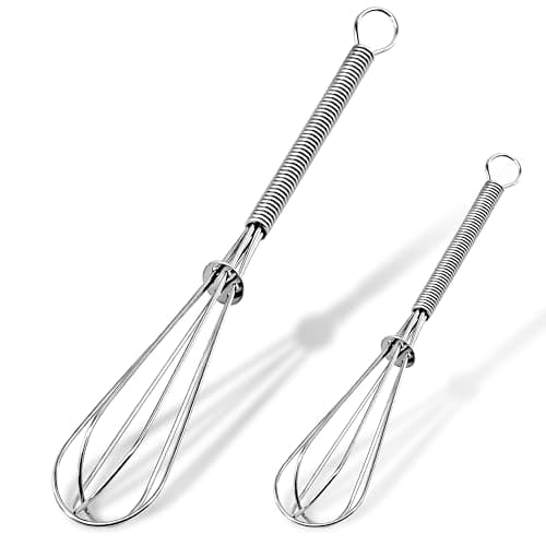 Anaeat Mini Wire Whisks, Set of 2 Portable Stainless Steel Kitchen Tiny Whisk & Egg Beater with Thick Wire - Sturdy Small Mixing Balloon for Cooking, Blending, Whiping, Beating and Stirring (5" + 7")