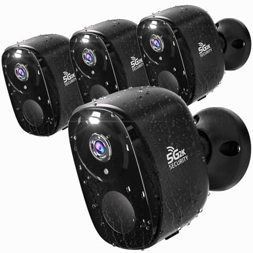 5G Security Cameras Wireless Outdoor 4pack, 2K Battery Powered Camera for Home Security with IP65, SD/Free Cloud Storage, No Monthly Fee, AI Motion Detection, Color Night Vision, 2-Way Audio,Alexa