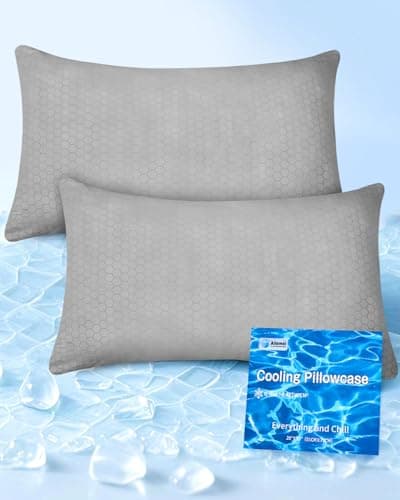 PCM Gel Print Cooling Pillow Cases Only,Standard Size Set of 2 with Double Sided Cold,Moisture Wicking Pillowcase Covers with Hidden Zipper Japanese Cold Tech Pillow Case Protectors for HotSleepers