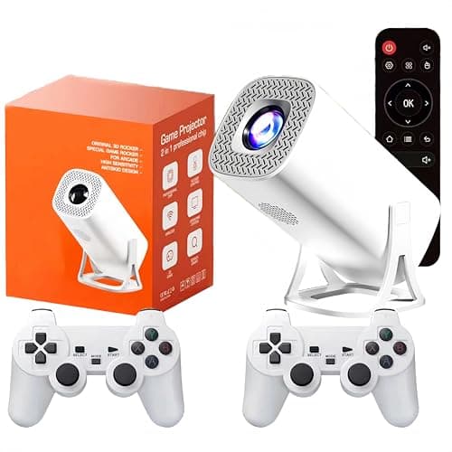Mini Projector 1080P Support 4K ,game projector with controllers,retro game console -projector Game With 2 Wireless Controllers,projector game Support Over 36,000 Games (Game style)