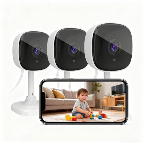 AMOROM 1080P Indoor Wired Security Camera - Works as a Baby & Pet Monitor, Night Vision, 2-Way Audio, Motion Detection, Siren, SD Card/Cloud Storage, Works with Alexa, 3 Pack