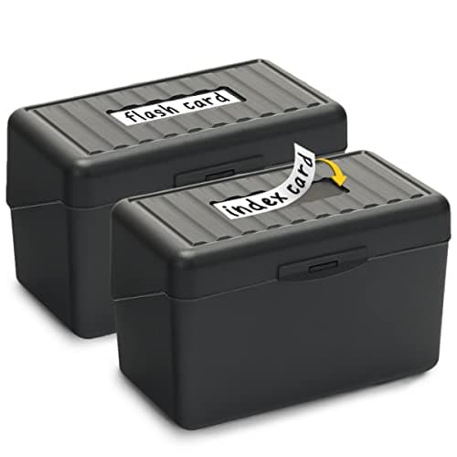 H4D Index Card Holder 3x5, Index Card Box Organizer Case, 3x5 Flash Note Card Holder, 2 Packs (Black)