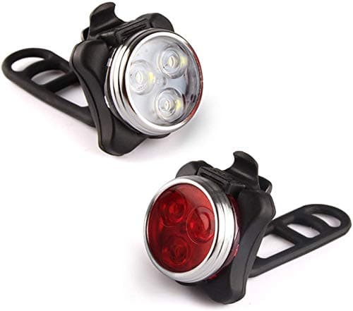 Topcom USB Rechargeable Bike Light Set, Super Bright, Bike Lights Front and Back, Waterproof, 4 Light Modes (2 Cables, 2 Straps).