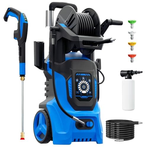 Electric Pressure Washer 4500 PSI Max 3.2 GPM Portable Power Washer with 4 Quick Connect Nozzles, High Pressure Cleaning Machine with Foam Cannon for Cars, Driveways, Patios, Home Cleaning(Blue)