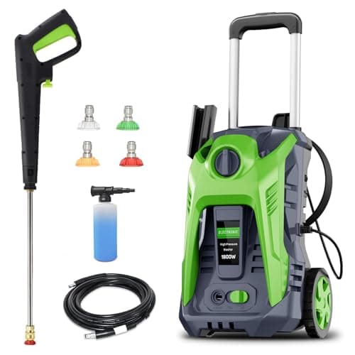 Electric Pressure Washer 4800PSI-Max 2.9GPM Electric Power Washer with 25 Foot Hose, 16.4 Foot Power Cord, Soap Tank Car Wash Machine Green Ideal Cleaning for Patio