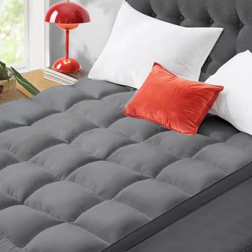 Full Size Mattress Topper, CYMULA Cooling Mattress Pad Cover PillowTop for Bed Back Pain, Futon Mattress Protector Extra Thick Firm Soft Fill Overfilled with 8-21 Inch Deep Pocket, 54"x75"Gray