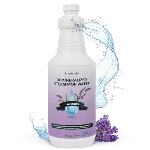 Steam & Go Demineralized Water for Steam Cleaner - PVC-Free Floor Cleaning Solution Compatible for All Steam Mops - Multi-Surface Cleaner for Home Surfaces - Lavender Scent, 32 oz