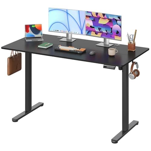 DEVAISE 55 x 28 Inches Electric Standing Desk, Adjustable Height Stand up Desk, 28 Inches Deeper Desktop Sit to Stand Desk with 3 Memory Preset, Adjustable Computer Desk for Home Office (Black)