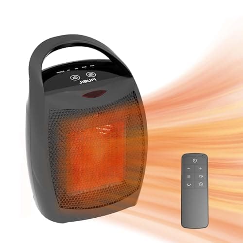 Small Portable Space Heater for Indoor Use - 1500W/750W Ceramic Heater with Thermostat & Remote Control, Heats 200 Sq Ft for Room, Office, Desk