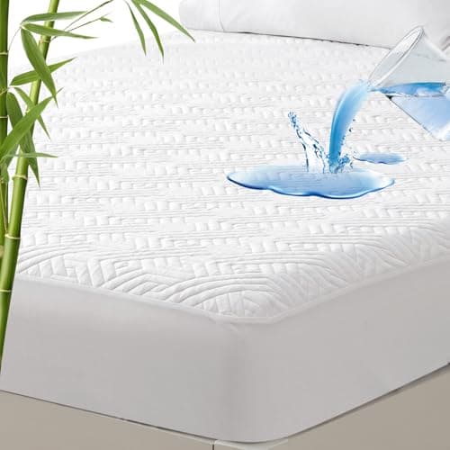 PHF 100% Waterproof California King Size Mattress Protector, Viscose Derived from Bamboo, Cooling Breathable Mattress Pad Cover Soft 3D Air, Fitted with Deep Pocket,Noiseless & Washable