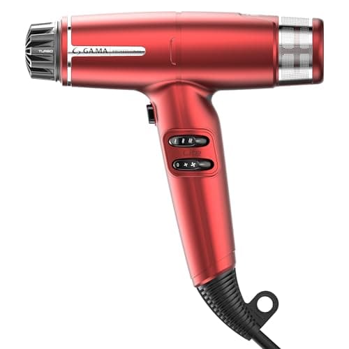 GA.MA iQ LITE Perfetto Hair Dryer with 110,000 RPM Intelligent Brushless Motor, Dual Filter, Oxy-Active Technology, Red
