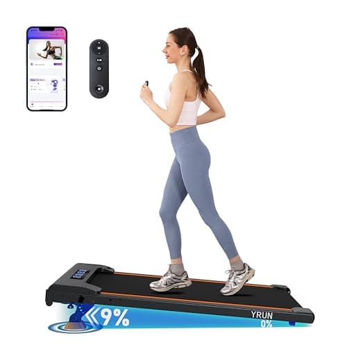 YRUN Walking Pad Treadmill with 4 Level Incline, 2.5HP Quiet Brushless Under Desk Small Treadmill for Home and Office Red Black