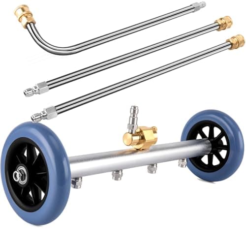 Undercarriage Pressure Washer Attachment, 2-in-1 Undercarriage Pressure Cleaner Washer 16 Inch, 4000 PSI Under Car Pressure Washer Attachment with 3 Pcs Extension Wand by KAKO