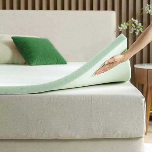ZINUS 1.5 Inch Green Tea Memory Foam Mattress Topper, Pressure-Relieving Layer, Ideal for Back Pain Relief, Compact WONDERBOX Packaging, CertiPUR-US Certified, Full