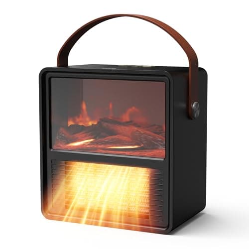 Minthouz Space Heater, Heaters for Indoor Use 3D Flame Effect, Adjustable 1200W/800W PTC Ceramic Portable Heater with Overheat and Tip-Over Protection, Ideal for Bedrooms, Offices, Indoor Use