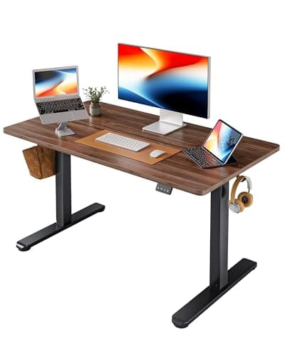 FEZIBO Electric Standing Desk, Height Adjustable Stand up, 48 x 24 Inches Sit Stand Home Office, Computer Desk, Black Walnut