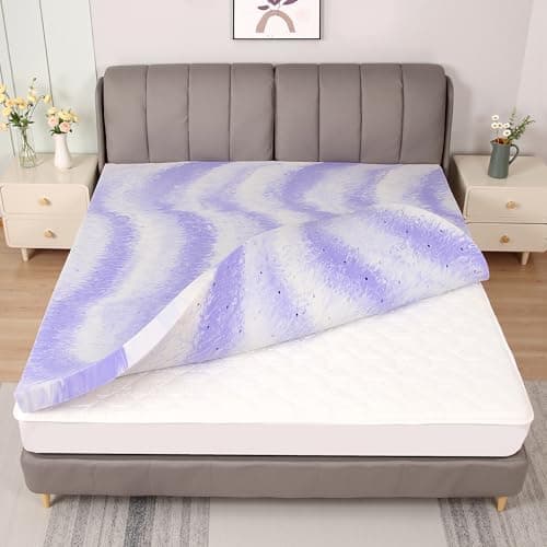BedsPick Memory Foam Twin XL Mattress Topper 3 inch,Gel Infused Memory Foam Mattress Pad,College Dorm Extra Long XL Single Bed Toppers,Ventilated and Breathable,Purple-White