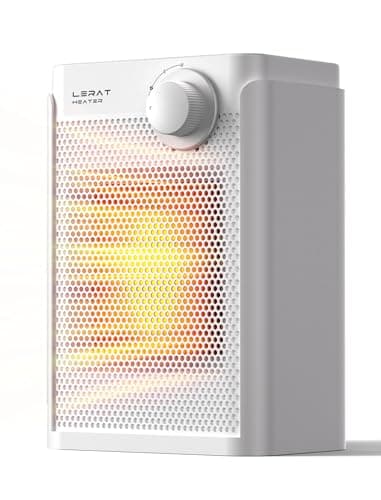 Lerat Electric Space Heater, Small Heater for Indoor Use, 1200W PTC Fast Heating Portable Heater, Overheat & Tip-Over Protection, Heating & Fan Modes for Bedroom, Office, Camping, Milky white