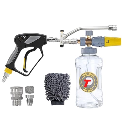 Tool Daily Foam Cannon with Pressure Washer Gun, Dual Connector Accessory, Power Washer Gun with 3/8'' Swivel Connector, Adjustable Soap Cannon with M22-14 and 1/4” Quick Connect Fittings, 1.5 Liter