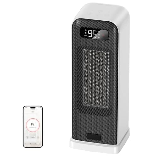 FLANUR Space Heaters for Indoor Use, Smart Portable Electric Heater with Thermostat, WiFi and Voice Control, 12H Timer, 4 Modes, 36dB 1500W PTC Ceramic Safety Heat for Office Bedroom Home 1Pack White