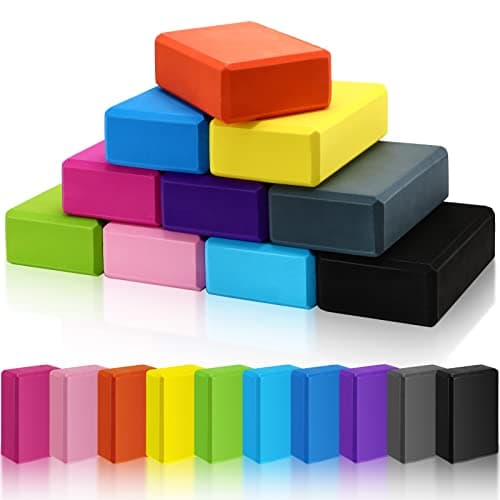 10 Pcs Foam EVA Yoga Blocks Lightweight Non Slip Supportive Yoga Bricks for Pilates Stretching and Meditation, Women Men Yogi Beginners(120g,Mixed Colors)