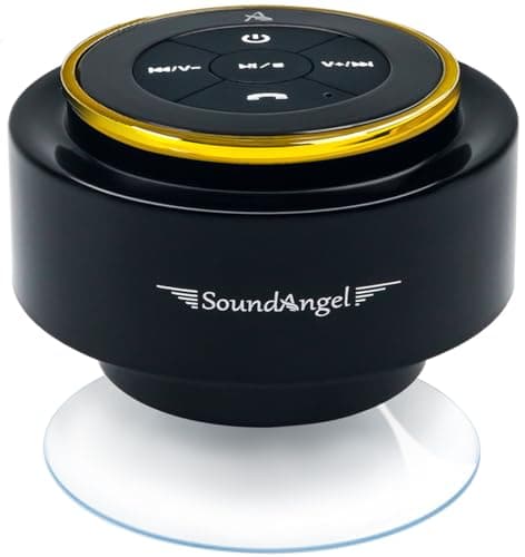 XLEADER (Upgraded Pro Shower Speaker, Certified IPX7 Waterproof Bluetooth Speaker, 8W Crystal Sound&Rich Bass, 15H Playtime, with Suction Cup&Silicone Lanyard,Ideal Gifts, SoundAngel Mate(2 Gen) Gold