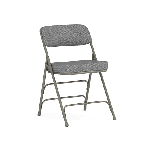 Flash Furniture Hercules Series Metal Folding Chair with Cushioned Seat, Fabric Upholstered Event Chair with 300-lb. Static Weight Capacity, Gray