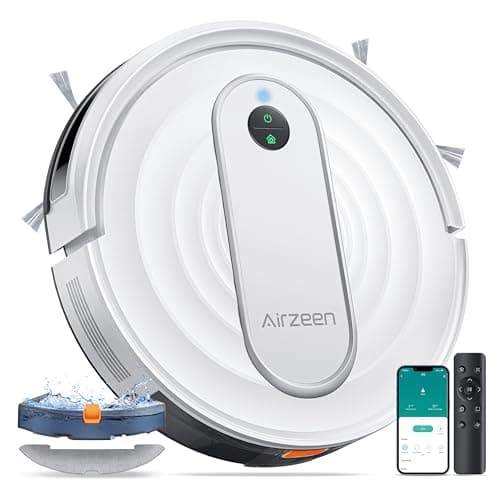 Airzeen Robot Vacuum and Mop - 4000Pa Powerful Suction, APP/Alexa Control, 3-in-1 Cleaning Solution with Auto Self-Charging, Perfect for Pet Hair, Carpets, and Hard Floors