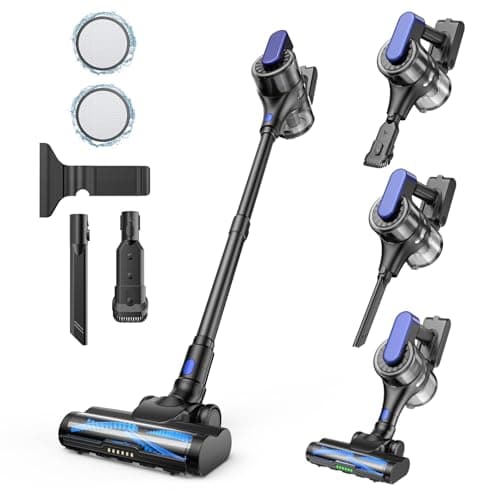 Vacfore Cordless Vacuum Cleaner for Home, 55 Min Runtime Stick Vacuum with Green LED Light, Powerful Suction for Pet Hair, Carpet & Hard Floor, Lightweight & Low Noise