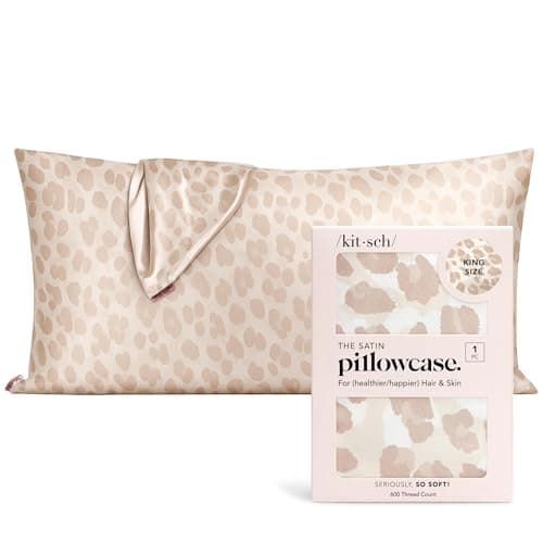 Kitsch Satin Pillowcase with Zipper for Hair & Skin - Softer Than Silk Pillow Cases, Smooth Cooling Satin Pillow Case, Wrinkle-Free, Machine Washable - King Size Satin Pillow Case (19x36) - Leopard