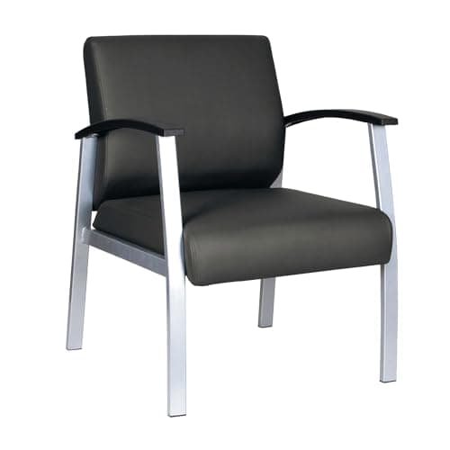 Alera Alera metaLounge Series Mid-Back Guest Chair, 24.6" x 26.96" x 33.46", Black Seat, Black Back, Silver Base