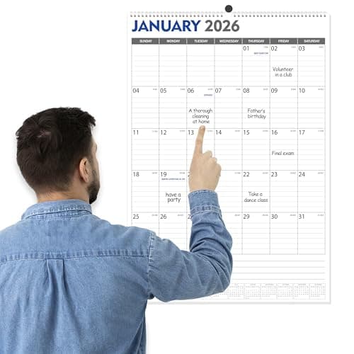 GuassLee Large Wall Calendar 2026-2027, 22"x15" Vertical Wall Calendar 2026, Jan. 2026 to Jun. 2027, 18-Month Paper Hanging Planner Wall with Julian Date for Office Home Planning & Organizing