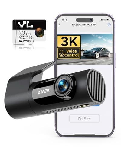 KAWA 3K Dash Cam Front, 32GB SD Card Included, Voice Control, Built-in Wi-Fi, 24/7 Parking Mode, G-Sensor, Night Vision, Loop Recording, App Control, 3K Dashcam for Cars, Truck, RV, SUV, Van