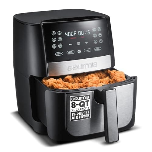 Gourmia 8 Qt Digital Air Fryer GAF826 – XL Capacity with 12 One-Touch Presets, Nonstick Dishwasher Safe Basket, Oil-Free Cooking, ETL-Certified, Sleek Black Finish